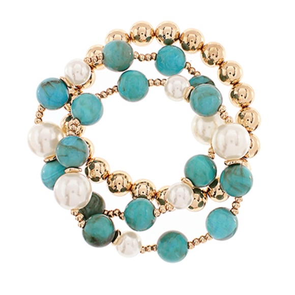 3 Row Pearl & Marble Ball Beads Bracelet - Picture 5 of 5